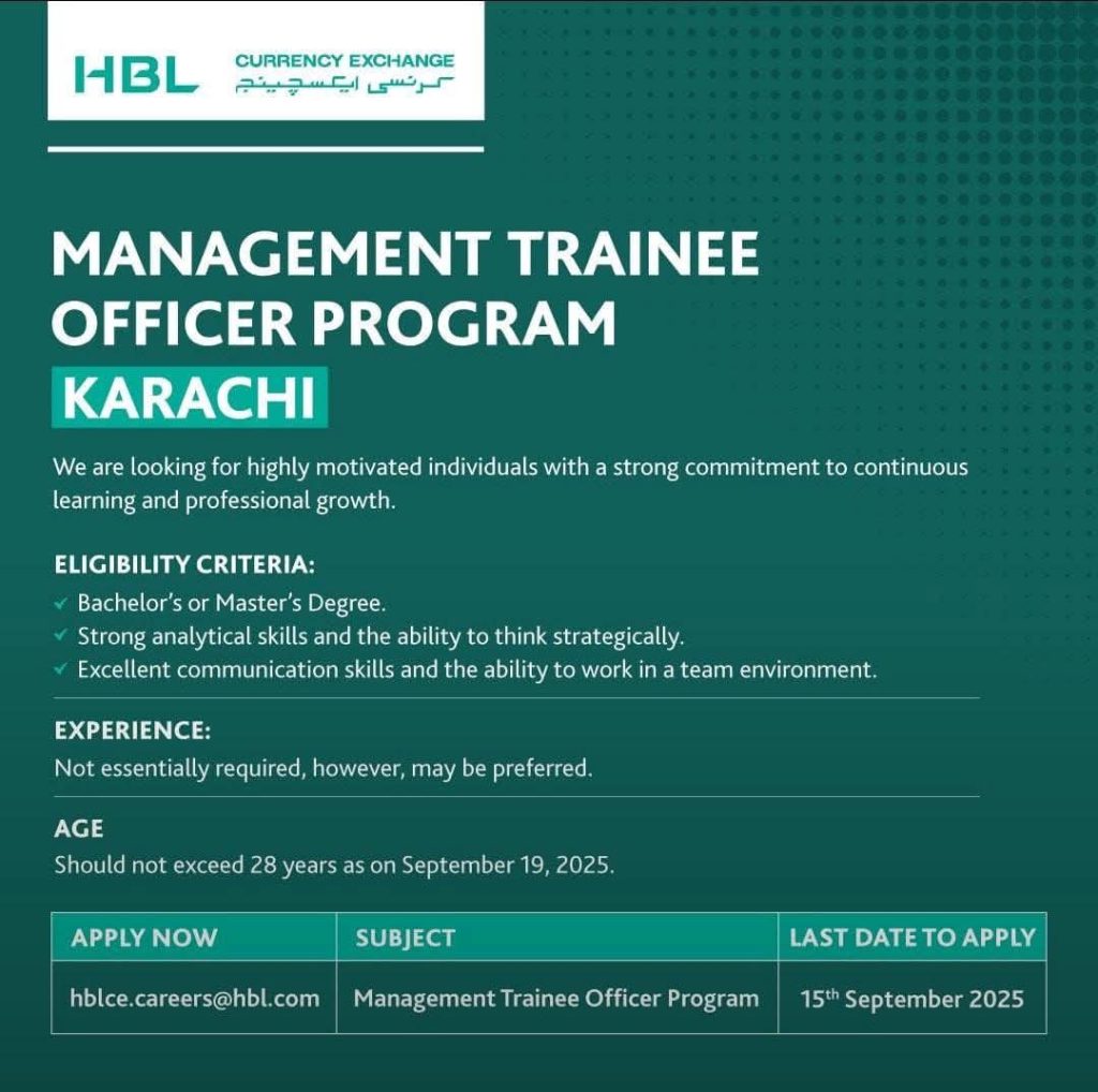HBL Management Trainee Officer Program Jobs 2025