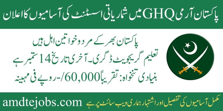 Statistical Assistant Post in GHQ Rawalpindi